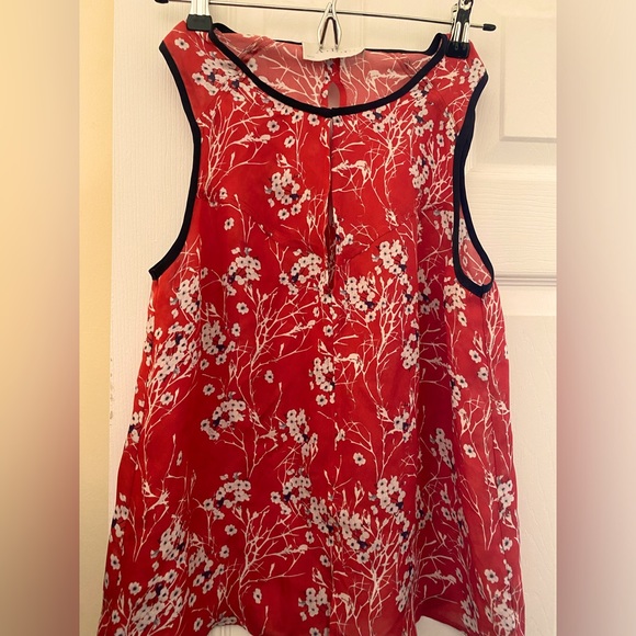 A.L.C. Cherry 🍒 Blossom Silk Chiffon Top Blouse Sleeveless ***With Defec… - Picture 1 of 13